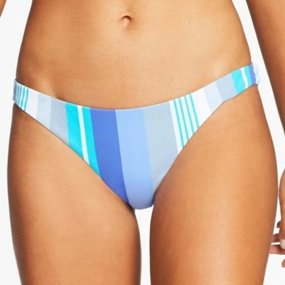 Vitamin A 'Luciana' Ribbed Stripe Bikini Bottom,  Aquazul Multi - Picture 1 of 2